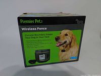 Front view of box showing brand, product name, dog image