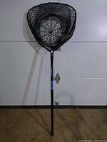 Full view of landing net showing hoop and handle