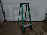 Full view of Werner green 4 ft fiberglass step ladder