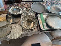 Group view of all baking pans on table