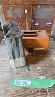Old Pal tackle box with canvas pouch in front