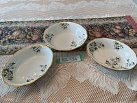 Three Royal Albert White Dogwood serving bowls arranged on table
