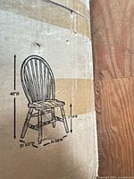 Box illustration of bowback side chair with dimensions
