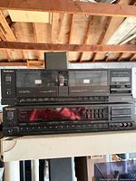 Front view of stacked cassette deck and receiver