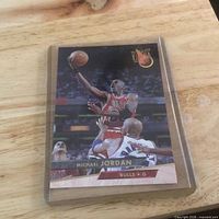 Front view of sleeved Michael Jordan 93 Fleer Ultra card