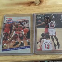 Both cards in plastic sleeve: 1993 NBA Playoffs Highlights and Collector's Choice Michael Jordan