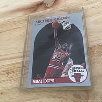 Front view of Michael Jordan NBA Hoops card in sleeve