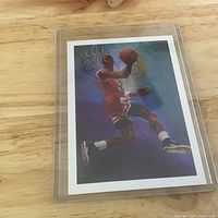 Front view of illustrated Michael Jordan card in sleeve
