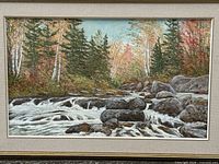 Full view of framed painting showing entire composition and frame
