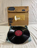 vinyl record, inner sleeve, shipping mailer open with information envelope inside