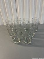 Group shot of nine Orchard Fruit cooler glasses