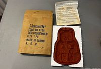 Terracotta teddy bear cookie mold with box, styrofoam, instructions