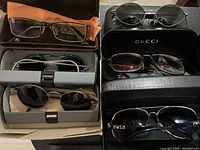 Overall view of six eyewear pairs and their cases