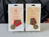 Both sealed medal packages side by side showing ribbons and certificates