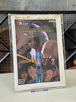 Front view of bagged and boarded Omega Black #001 comic displaying cover art