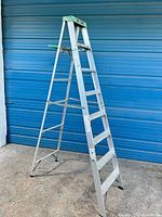 Full view of aluminum step ladder opened