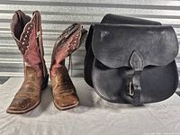 Boots left, saddlebags right, full view
