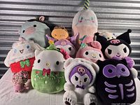 Group shot of all eleven Sanrio plush toys displayed together