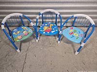 Front view of three chairs side by side