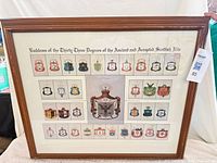 Full view of framed print showing all emblems and frame