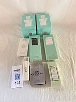Group shot all eight boxed fragrances front view