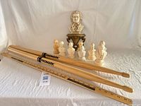 Full lot showing drumsticks, busts, wall shelf