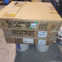 Stack of three sealed Crest Audio cartons labelled LT2000