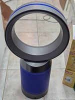 Front view of Dyson Pure Cool Link TP02 showing circular amplifier and blue filter base