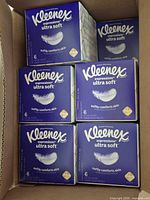 Six Kleenex Expressions Ultra Soft boxes in original carton