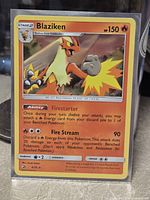 Front of sleeved Blaziken 6/70 card