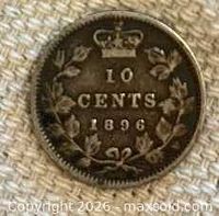 Reverse of 10 cents 1896 coin