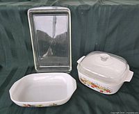 Group photo showing all three dishes and lid