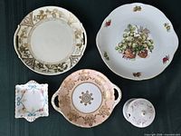 Top view of all five dishes laid out
