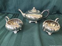overview of teapot, sugar bowl, creamer