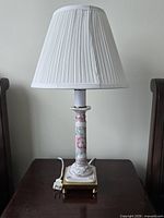 Full view of lamp with shade showing overall design