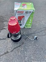 Coffeemaker, carafe, propane adapter and box