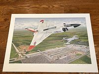 overall view of lithograph showing Avro Arrow scene with border