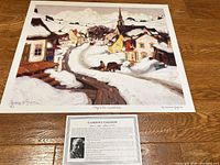 Full view of lithograph with biography card below