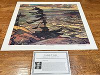 Full view of unframed lithograph on tabletop