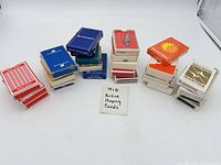 Group shot of all card decks in three stacks