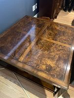 Top view showing burl veneer pattern and inlay