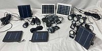 Group view of all spotlights and solar panels with wiring