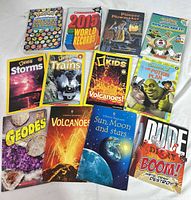 All eleven paperback children’s books laid out face up for identification