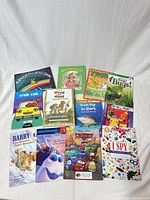 All 12 books laid out in three rows