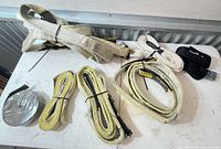 Overview of all straps and tape on table