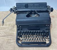 Front angled view of Remington Rand portable manual typewriter