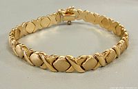 Bracelet closed, showing link pattern and clasp