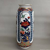 Full view of hand-painted Imari porcelain vase