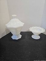 Both milk glass pieces upright