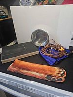 group view of all four items: socks, bowl, leash, scratch pad